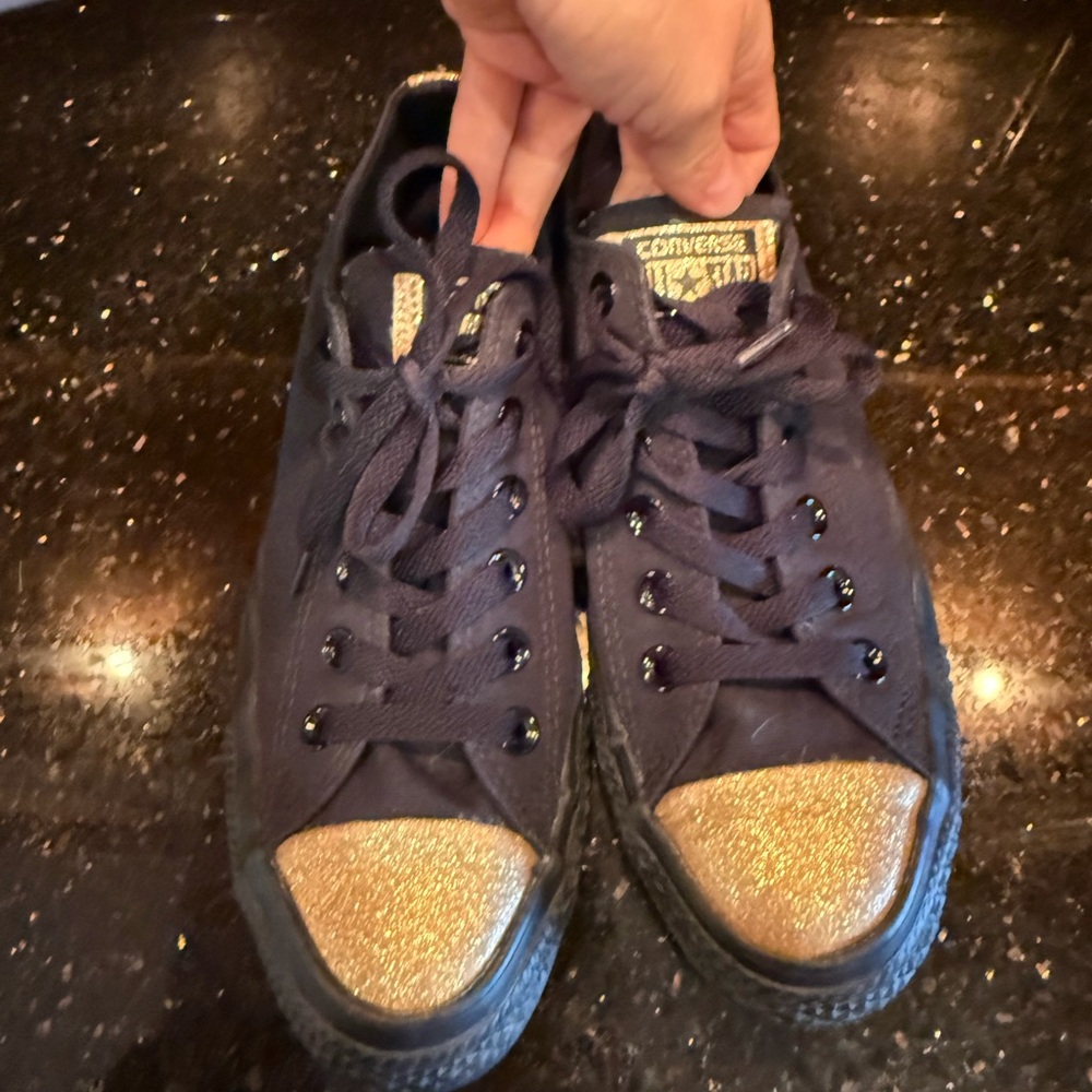 Black gold vintage Sz 6 men’s 8 women’s Converse low top chuck Taylor All Star - Picture 12 of 12